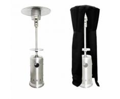 Parasol chauffant OSLO - chauffage d'extérieur gaz - acier inox + housse et table