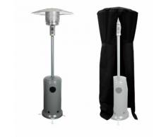 Parasol chauffant OSLO - chauffage d'extérieur gaz - acier gris + housse