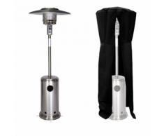 Parasol chauffant OSLO - chauffage d'extérieur gaz - acier inox + housse