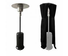 Parasol chauffant OSLO - chauffage d'extérieur gaz - acier noir + housse