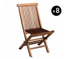 Lot de 8 chaises de jardin en teck huilé LOMBOK
