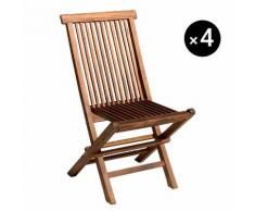 Lot de 4 chaises de jardin en teck huilé LOMBOK