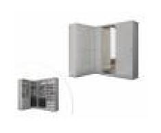 Vente-unique Armoire/dressing d'angle OLOF avec miroir - 6 portes - Blanc