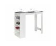 Vente-unique Meuble de bar JANIS - Coloris Blanc - Plateau effet béton