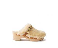 Fabrizio Viti Sabots en shearling à appliqués floraux Jean