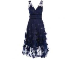 Marchesa notte Robe à appliques fleurs à ourlet asymétrique
