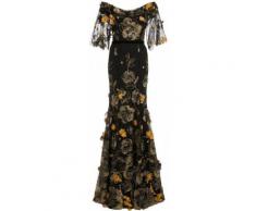Marchesa notte Cape sleeve floral embroidered mermaid gown