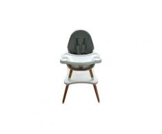 Mstore siège enfant chaise haute 2en1 table + chaise bébé/enfant a partir de 6 mois pieds bois + éco-cuir gris