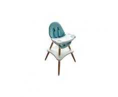 Mstore siège enfant chaise haute 2en1 table + chaise bébé/enfant a partir de 6 mois pieds bois + éco-cuir bleu