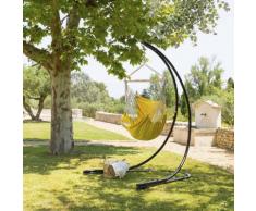Chaise de détente suspendue Cuenca Curry Jardin Coton naturel, Bois