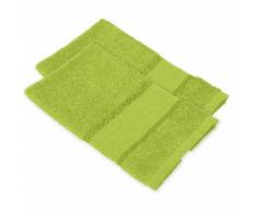 buttinette Serviette invité à broder en tissu éponge, set de 2 pièces, vert pomme