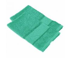 buttinette Serviettes invité à broder en tissu éponge, émeraude, 2 pièces