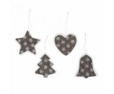 Suspensions en feutrine "Noël", blanc-gris, 4 pièces