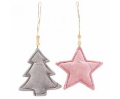Suspensions en velours "Noël", gris/rose, 2 pièces