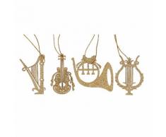Suspensions en bois "instruments de musique", doré, 16 pièces