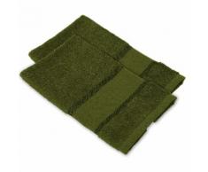 buttinette Serviettes invité à broder en tissu éponge, vert olive, 2 pièces