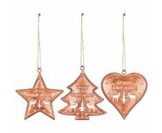 Suspensions en métal, cuivre, 7 - 8 cm, 3 pièces