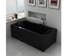 Distribain Baignoire balnéo rectangulaire London Black whirlpool 32 jets