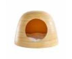 Miliboo Niche pour chat et chien design en bambou laquée jaune moutarde YODO