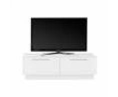 Miliboo Meuble TV design avec tiroir et rangement blanc brillant L138 cm ETERNEL
