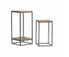 Miliboo Sellettes gigognes en acacia et métal noir (lot de 2) IGGY