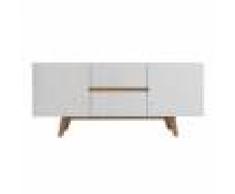Miliboo Buffet scandinave blanc brillant et frêne 160cm MELKA