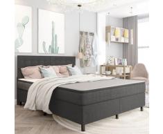 vidaXL Sommier tapissier Gris foncé Tissu 160x200 cm