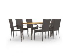 vidaXL Ensemble de salle à manger de jardin 7pcs Résine tressée Marron