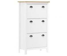 vidaXL Armoire à chaussures Hill Range Blanc 72x35x124 cm Pin solide
