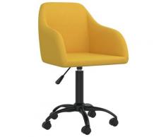 vidaXL Chaise pivotante de bureau Jaune Velours