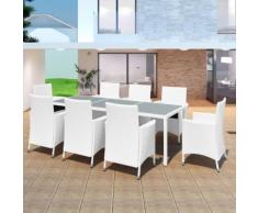 vidaXL Salon de jardin 9 pcs Résine tressée Blanc-crème