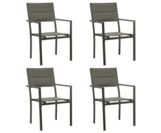 vidaXL Chaises de jardin 4 pcs Textilène et acier Gris et anthracite