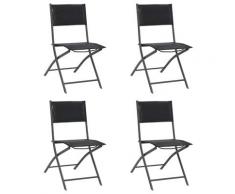 vidaXL Chaises de jardin pliables 4 pcs Acier et textilène