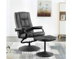 vidaXL Fauteuil TV avec repose-pied Gris Similicuir