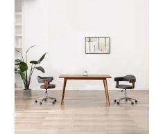 vidaXL Chaise pivotante de salle à manger Gris Bois courbé et tissu