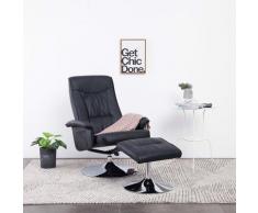vidaXL Fauteuil inclinable avec repose-pied Noir Similicuir