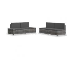 vidaXL Salon de jardin 4 pcs Résine tressée Gris