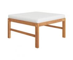 vidaXL Repose-pied avec coussin crème Bois de teck solide