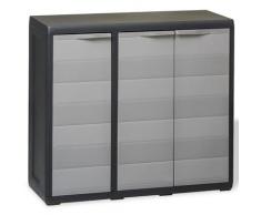 vidaXL Armoire de rangement de jardin avec 2 étagères Noir et gris