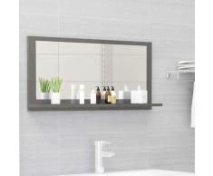 vidaXL Miroir de salle de bain Gris brillant 80x10,5x37 cm Aggloméré