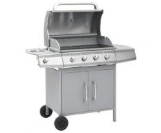 vidaXL Barbecue à gaz 4+1 zones de cuisson Argenté Inox