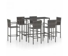 vidaXL Ensemble de bar de jardin 7 pcs Résine tressée Gris