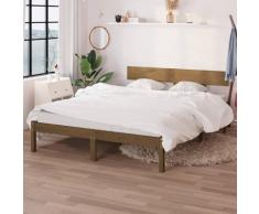 vidaXL Cadre de lit Marron miel Bois de pin massif 135x190cm UK double
