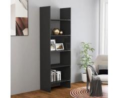 vidaXL Bibliothèque Gris brillant 60x35x180 cm Aggloméré