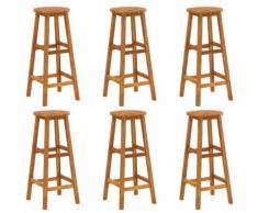vidaXL Tabourets de bar 6 pcs Bois d'acacia solide