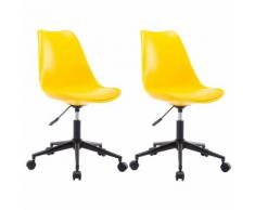 vidaXL Chaise de salle à manger pivotante 2 pcs Jaune Similicuir