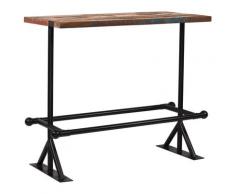 vidaXL Table de bar Bois massif recyclé Multicolore 120 x 60 x 107 cm