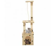 vidaXL Arbre à chat avec griffoirs en sisal 109 cm Beige Motif pattes