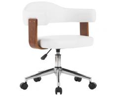 vidaXL Chaise pivotante de bureau Blanc Bois courbé et similicuir