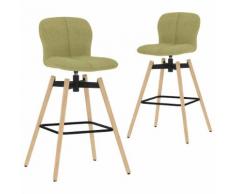 vidaXL Chaises pivotantes de bar 2 pcs Vert Tissu